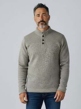 ASPEN Men’s XL Heather Tan Gray Button Up Pullover Sweater